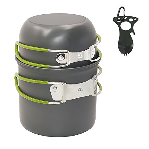 Startostar Camping Cookware Mess Kit, Outdoor Backpacking Hiking Cooking Equipment includes Pots and Pans Set with Spork, Mesh Bag - Gift Box - Thumbnail 7