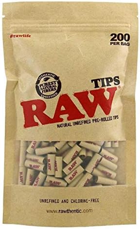 RAW NATURAL UNREFINED PRE-ROLLED TIPS - BAG OF 200 By SOS (2)