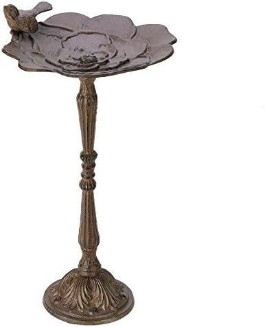 Pedestal Bird Bath, Cockatiel Cast Iron Bird Bath Stand For Parrot Brown