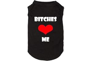 WEOKWOCK Dog Clothes Puppy T Shirt Vest Soft and Light-Weight for Small Large Dogs with 'Bitches Love ME' Slogan Prining Pet Apparel(X-Small,BC-Black01)