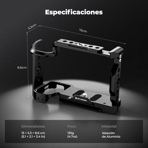K&F CONCEPT ZV-E1 Cage，Kit de Jaula para Sony Alpha ZV-E1 con Liberación Rápida HawkLock，Placa de Liberación Rápida Incorporada para Arca, Zapata Fría y Orificios Roscas de 3/8'' y 1/4''
