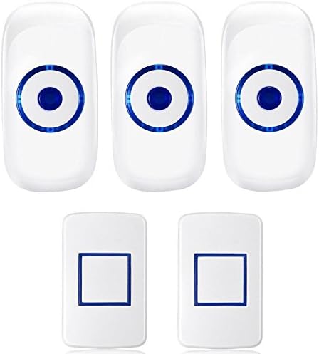 TFBOYS Security Wireless Waterproof Smart Doorbell with 36 Chimes 4-Level Adjustable Volume White Home Alarm Ring Bell for Home Improvement (2 Button + 3 Plugin Receiver)