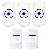 TFBOYS Security Wireless Waterproof Smart Doorbell with 36 Chimes 4-Level Adjustable Volume White Home Alarm Ring Bell for Home Improvement (2 Button + 3 Plugin Receiver)