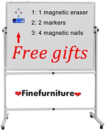 Magnetic Mobile Whiteboard with Stand, White Board with Wheels, Dry Erase Board for Office Presentation and School