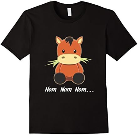 Mens Nom Nom Nom Hungry Baby Horse T-Shirt Large Black
