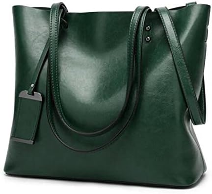 Women Genuine leather Shoulder Bags Zipper Handbags for Women Top Handle Bag Tote Bags by YUNS(Green)