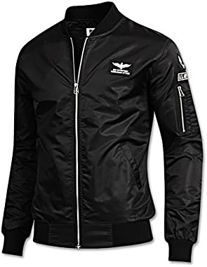 JBOOM BS14 Aviator Flight Jacket Air Force Bomber Pilot Jacket Normal Fit (small, black)