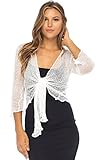 Back From Bali Womens Lightweight Knit Cardigan Shrug Lite Sheer White