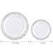 WDF 100pcs Silver Plastic Plates - White with Hammered Design Disposable silver Plastic Plates,Christmas Plate Include 50 Dinner Plate 10.25inch,50 Salad/Dessert Plate 7.5inch