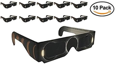 Solar Eclipse Glasses - CE Certified, ISO Approved (10 PACK) Safe Paper Frames - Sunglasses for Great American Eclipse 2017