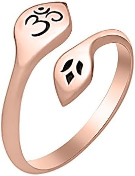 Dabangjewels Awesome 18K Rose Gold Plated Bypass Om & Lotus Ring-Adjustable Toe Ring for Womens