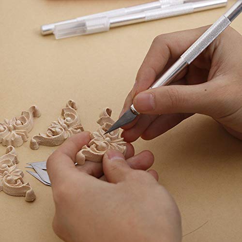 Craft Knife Precision Hoppy Knives Scalpel Pen Carve Stainless Steel for DIY Art Work Cutting,Carving,Cellphone Laptop Repairs Engraving Hand Tools Utility(3 Pcs Sculpture Knives with 19 Pcs Blade) - Thumbnail 5