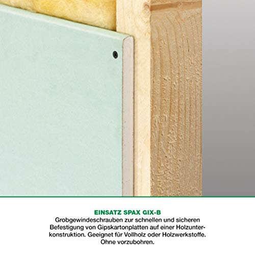 SPAX GIX-B Schnellbauschrauben 3,9 x 25 mm Grobgewinde, 1000 Stück, Trompetenkopf, Kreuzschlitz-H2, Trockenbauschrauben… – Bild 4