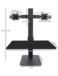 Stand Up Desk Store   Convertidor de escritorio eléctrico ajustable de 28 pulgadas con montaje de monitor dual   convierte cualquier escritorio en un escritorio de pie (negro o teca) 28"