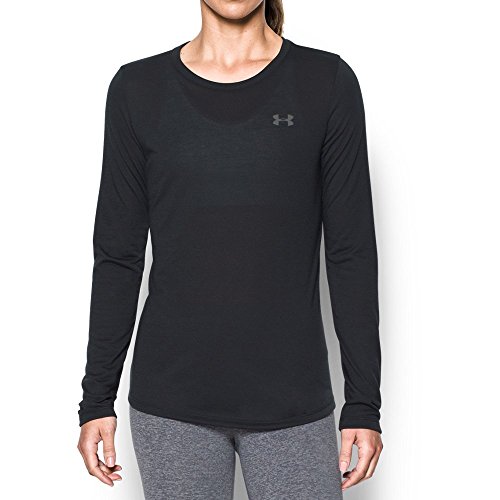 Under Armour Women's Threadborne Long Sleeve Crew, Black /Graphite, Medium