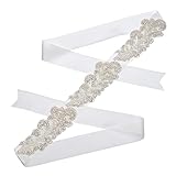 Remedios Crystal Beaded Ivory Satin Bridal Sash Wedding Belt for Bride
