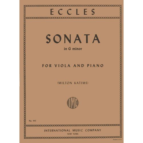 Eccles, Henry - Sonata in g minor - Viola and Piano - edited by Milton Katims - International