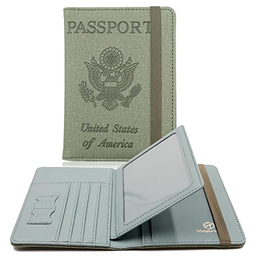 Melsbrinna Passport Holder,Passport Holder Card Slots,Cute Passport cover for Women/Men,Waterproof Rfid Blocking Travel Wallet (Green)