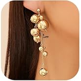 MOEEIJEW Chunky Gold Pearl Earrings for Women Long Chain Ball Earrings Pearl Dangle Earrings Fashion Jewelry