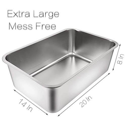 Yangbaga Stainless Steel Litter Box for Cat and Rabbit, Large Size with 8in High Sides and Non