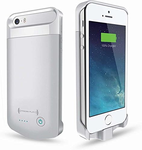 Battery Case FLUXX by PRESS PLAY for iPhone 5 / iPhone 5s [Apple Certified] Rechargeable Extended Battery – Super Slim Profile, External Protection with Original MFi Lightning Connector – 12 Month Warranty – Retail Packaging (SILVER)