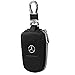 car Key Chain Keychain,Genuine Leather Car Smart Key caseKey Chain Keychain Holder Metal Hook and Keyring Zipper Bag for Remote Key Fob (Benz)