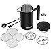 Double-Wall 304 Stainless Steel French Press Coffee Maker - 34 oz, Vacuum Insulated Tea Brewer Pot with 4 Level Filtration System - Extra 2pcs Filters Included - 8 Cup/1000ml