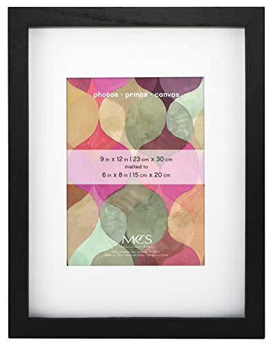 MCS 9x12 Inch Shadow Box Frame with 6x8 Inch Mat Opening, Black (65587)