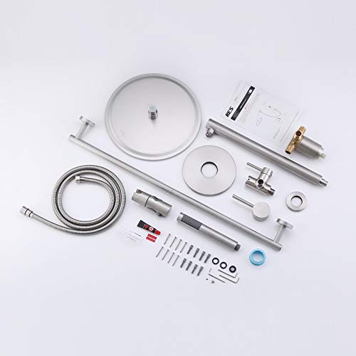 KES Rain Shower System 12 Inch Round Rainfall Shower Head with Handheld