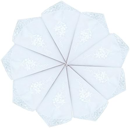 UQ HandkerchiefsUQ New Ladies Cotton Embroidery Handkerchiefs Lace Hankies Pack of 6