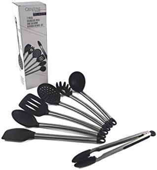 Centre Line Stainless Steel &amp; Silicone 7 pc. Kitchen Utensil Set - True Black