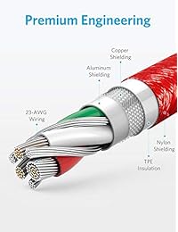 [2 unidades] Cable para conexión USB-C a USB A 2.0 Anker PowerLine+ para Galaxy S8, S8+, MacBook, Nintendo Switch, Sony XZ, LG V20 G5 G6, HTC 10, Xiaomi 5 y más (6 pies), Rojo