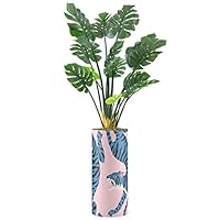 SIGNWIN Monstera Tree with Growling Blue & Black Illustrated Tiger Vase Animals Wildlife Minimalism Zen Dramatic Multicolor Ultra for Living Room, Bedroom, Office - X-Large 5 Feet (60