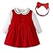First Birthday Girl Party Dresses Baby Clothing Set Corduroy Dress, Bodysuits and Headband 1st Birthday Outfits (3-6M, Red)