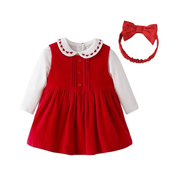 First Birthday Girl Party Dresses Baby Clothing Set Corduroy Dress, Bodysuits and Headband 1st Birthday Outfits (3-6M…