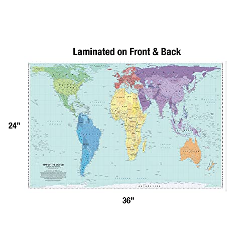 Updated Peters Projection World Map Laminated 36" x 24” Map