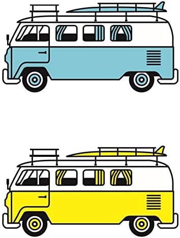 Amazon アウトドアイメージのワゴン車 ステッカー2枚セット Yellow Cyan 防水仕様 屋外用 外貼りタイプ フルカラーステッカー バス ステッカー デカール 車 バイク