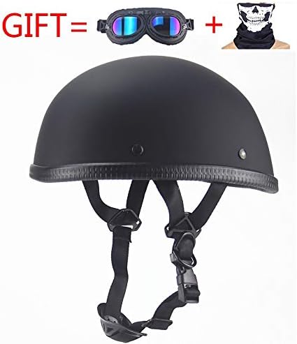 MTTKTTBD Retro Motorcycle Half Helmet,Open Face Motorbikes Helmets,Confortable Motorcycle Cap for Street Bike Cruiser Chopper Moped Scooter ATV