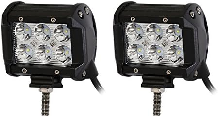weketory LED Light Bar 2PCS 18W 4 Inch Spot Driving Light Off Road Mounting Bracket for Truck SUV 4WD Boat UTV ATV 12/24V