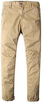 BENNINGCO Men's Casual Pants SLIM STRAIGHT Cotton Trousers Loose Male Long Pants Thin Young Eashed Trousers(Brown,34)