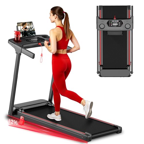 Walking Pad Treadmill with 12% Incline & Handrail, 3.0 HP Brushless Motor, 330 lb Capacity, 0.6-6.2 MPH, Compact Under-Desk Foldable Treadmill with LED Display and Cup Holders for Home Office