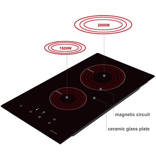 NOXTON Induction Cooktop, Builtin 2 Burners Electric Stove Top Hob