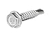 #10 x 1'' Hex Washer Head Self-Drilling Tek Screw Zinc Plated Steel for Attaches Sheet Metal Steel or Steel to Metal - Box of 100