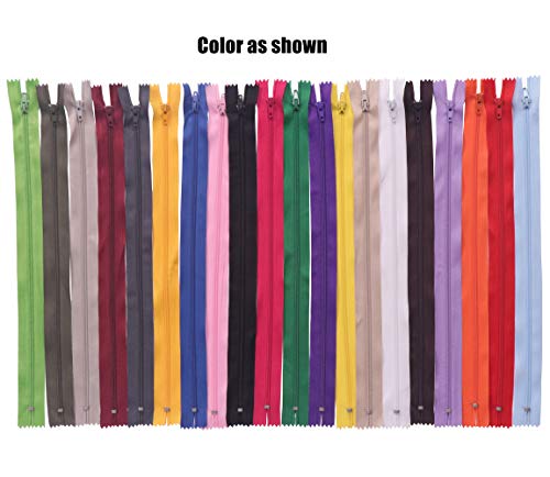 YAKA 60 Pack of 14 inch Mix Nylon Coil Zippers Bulk - Supplies Zippers for Tailor Sewing Crafts (20 Color) (14 inch-Pack of 60pcs)