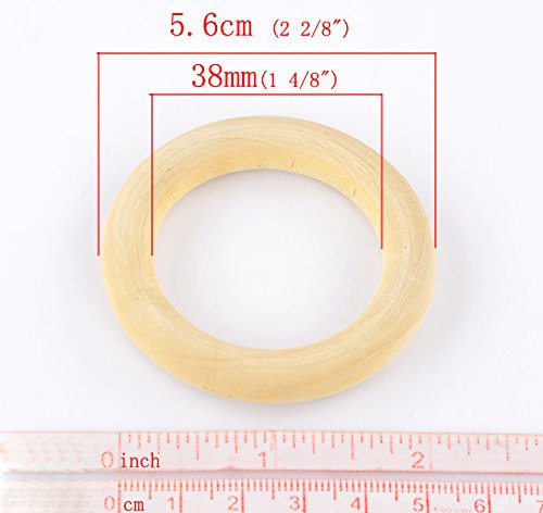 PEPPERLONELY Brand, 20 Natural Wood Rings 2-2/8" (56mm)