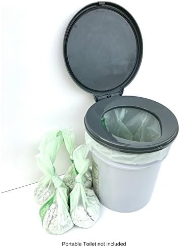 Portable Toilet Liner Bags - 5 Liner Bags filled with Dry Media - Environmentally Friendly Biodegradable 7 Gallon Bags and Dry Media