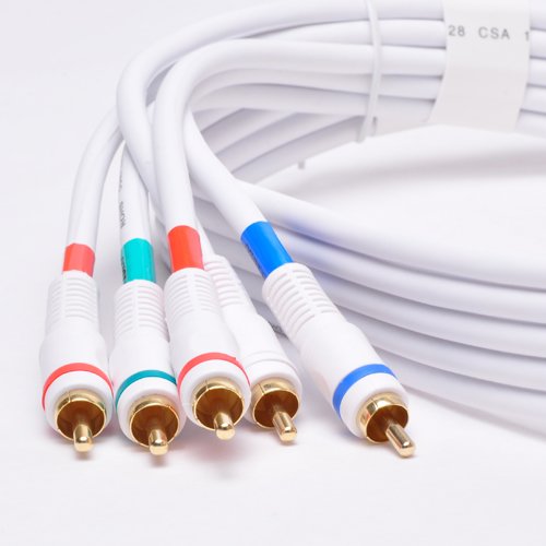75Ft (75 Feet) 5-RCA Component Video/Audio Male to Male Cable RG-59/U White for HDTV, DVD