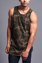 VICTORIOUS Solid Color Long Length Curved Hem Tank