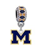 University of Michigan Logo Charm Fits Most Bracelet Lines Including Pandora, Chamilia, Troll, Biagi, Zable, Kera, Personality, Reflections, Silverado and More