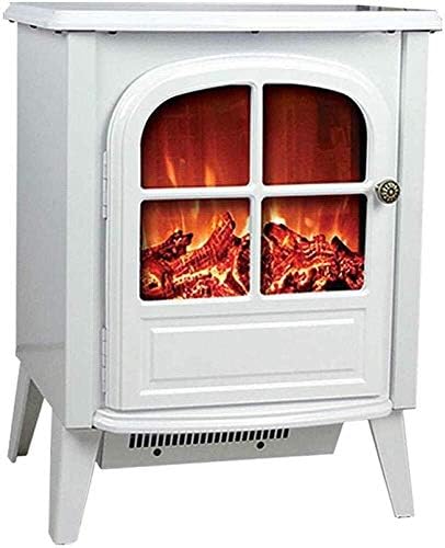 MYXE Heater 2000W Portable Electric Fireplace Stove Fire 54cm Tall Freestanding Fireplace Features 2 Fan Settings 3D Realistic Brightly Burning Fire Logs (Color : White)
